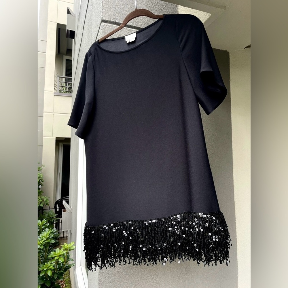 Kate Spade Black Mini Dress with Sequin Fringe - Picture 6 of 16